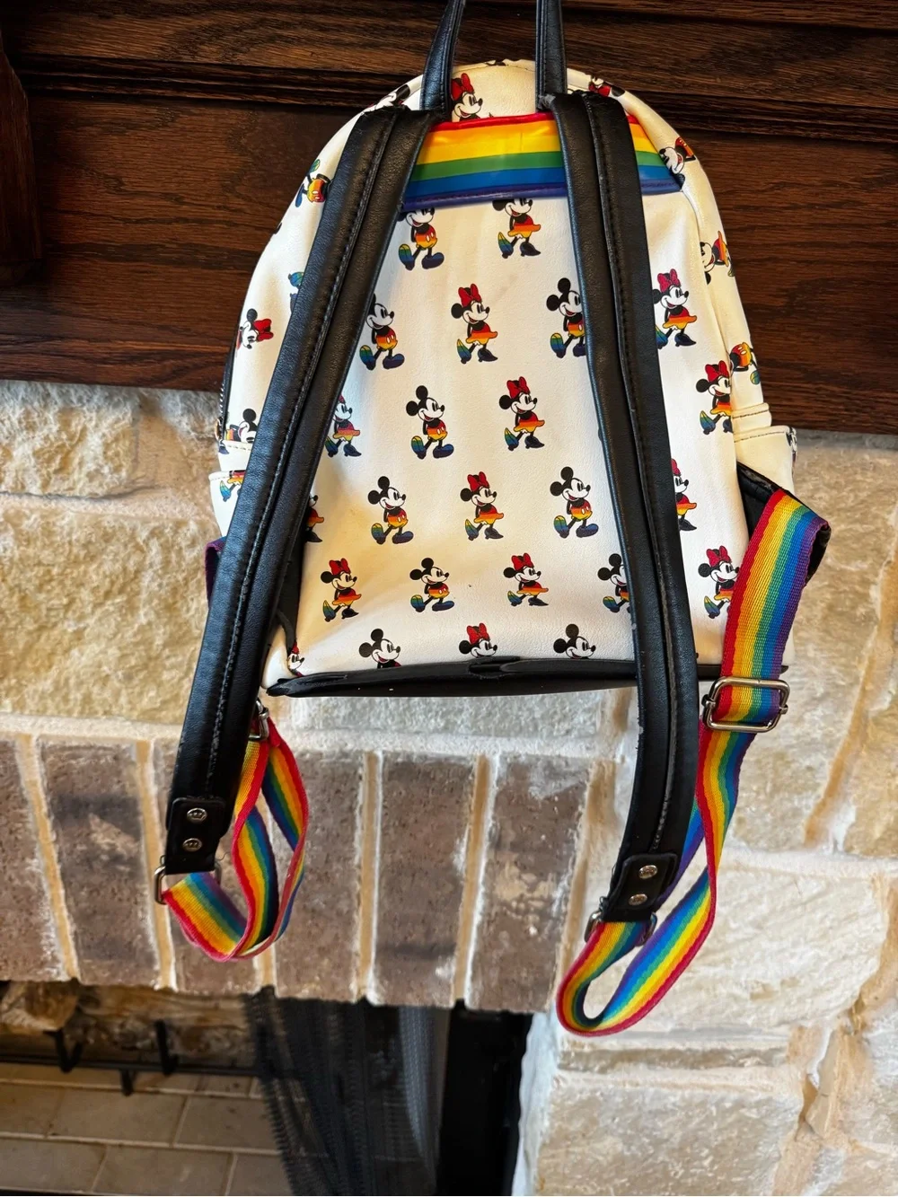 Loungefly White Rainbow Mickey & Minnie Mini Backpack